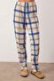 Lacivert Nakışlı Ekoseli Polar Kışlık Örme Pijama Takımı THMAW24PT00175 - 3