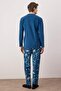 İndigo Polar Yumuşak Dokulu Nakışlı Örme Pijama Takımı TMNAW25PT00057 - 4
