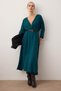 Petrol Straight Skirt with Belt at Waist Midi Woven Dress Twoss24El00992 - 2