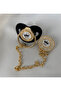 Gold Plated "Prince" Written Pacifier Set - Pink Pacifier and Chain with Zircon Stone - 3