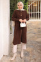 Brown Buttoned Angora Soft Knit Cardigan - 2