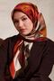 وشاح حريري بنمط مختلط باللون العنابي - 2