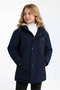 Girl's Navy Blue Winter Coat - Detachable Hood, Fiber Filling, Windproof - 3