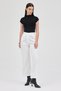White Pleated Detail High Waist Palazzo Women's Pants 4003A - 2