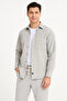 Men's Velvet Oversized Set Shirt and Pants Two-Piece Set - Gray