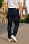 Men's Slim Fit Jean Joe Normal Waist Slim Fit Stretchy Dark Navy Blue Jeans C300 - 4