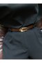 Nova U Patterned Women's Gold Buckle Belt Waist Belt Coat Belt Dress Belt Trouser Belt - 2