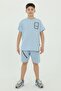 Crew Neck Boy's Print Detailed T-Shirt and Shorts Double Set - 2