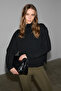 Joyita Women's Turtleneck Oversize Knitwear Black Sweater - 2