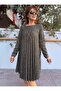 Italian Necklace Stone Detailed Dress Khaki - 3