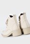WOMEN BEIGE GENUINE NATURAL LEATHER LACE-UP BOOTS & BOOTIES - 5