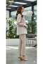Gold Button Hijab with Matching Pocket Detail Vest in Chickpea Color - 2