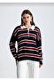 Women's Polo Neck Stripe Knitwear Sweater