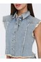 Onlhollywood Crystal Dnm Vest Red Cro Women's Light Blue Denim Vest - 15341021 - 7