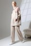 Women's Stone Color Seasonal Combed Cotton Bottom and Top Sporty and Comfortable Two-Piece Tunic Trousers Stylish Hijab Set - 8