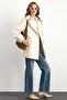 Oversize Short Coat with Epaulet Detail Ekru 3149 - 3