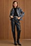 Hooded Buy Elasticated Oversized Leopard Patterned Short Coat Gray 3162-L - 2