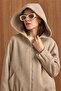 Hooded Buy Lastikli Oversized Short Coat Stone 3162 - 6