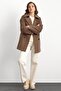 Epaulette Detailed Oversize Short Coat Mink 3149 - 4