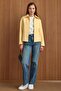 Zipper Closure Oversized Short Coat Yellow 3157