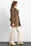 Epaulette Detailed Oversize Short Coat Mink 3149 - 6