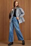Double-Breasted Short Coat with Cape and Arm Panel Detail Light Gray 3161 - 4
