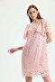 Fluttered Sleeves Lined Lace Dress| Elb33541 Powder - 3