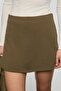 Klarey Women's Stretchy Fabric Hidden Zipper Mini Khaki Skirt - 4