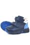Genuine Leather Navy Blue Furry Baby Sports Boots - 6