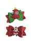 New Year Christmas Santa Claus Themed Glittery Red Collet Girl's Buckle Pack of 2 - 4