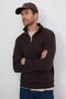 Unisex Relax Fit Comfortable Cut Cotton Fleece Lined Half Zipper Brown Stand Collar Sweatshirt - 4