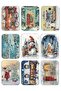 Set of 9 Glittery New Year Postcards New Year Landscape Snowman Nostalgia - 2