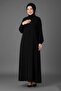 Medina Silk Mevlana Cut Loose Fit Robe with Pockets and Belt Black - 7