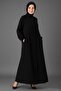 Medina Silk Mevlana Cut Loose Fit Robe with Pockets and Belt Black - 4