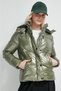 Hooded Puffy Khaki Women's Coat - 2