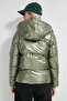 Hooded Puffy Khaki Women's Coat - 6