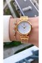 Gold Yellow Steel Band Large Case Women's Wrist Watch - Bracelet Gift - 4