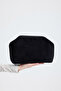 Heybes Women's Black Suede Clutch Handbag