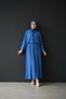 Women's Shirt Collar Lace-Up Seersucker Textured Two-Piece Set Long Sleeve Flared Skirt Combination - 2