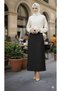Black High-Waist Pencil Skirt Long Pocketed Button-Detail Women’s Classic Work Meeting Office Skirt
