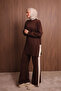 Women's Oversized Plain Weave Slit Hijab Knitwear Set 1136 - 7