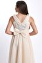 Mojo Girl Sequined Stone Accessory Chiffon Evening Dress 5725 Beige - 2