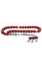 Non-Tarnish Metal Crescent and Star Tasseled Sphere Cut Red Mother of Pearl-Coral Natural Stone Rosary