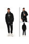 Black Stylish Men's Tracksuit Set with Fleece Inside, Elasticated Cuffs, Pockets, Hooded, Embroidery Detail, Compact Set - 4