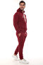 Burgundy Stylish Men's Tracksuit Set with Fleece Inside, Elasticated Legs, Pockets, K Hooded Embroidery Detailed Compact Set