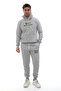 Light Gray Melange Stylish Men's Tracksuit Set with Fleece Inside, Elasticated Legs, Pockets, K Hooded Embroidery Detail