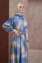 Belted Patterned Chiffon Satin Dress 44562 - 2