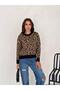 Women's Cycling Neckle Leopard Patterned Beard Soft Knitting Sweater - 3