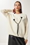 Linen Flowered Oversized Sweater - 2