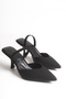 Pointed Toe Open Back Kokina Women's Heeled Satin Shoes - 3